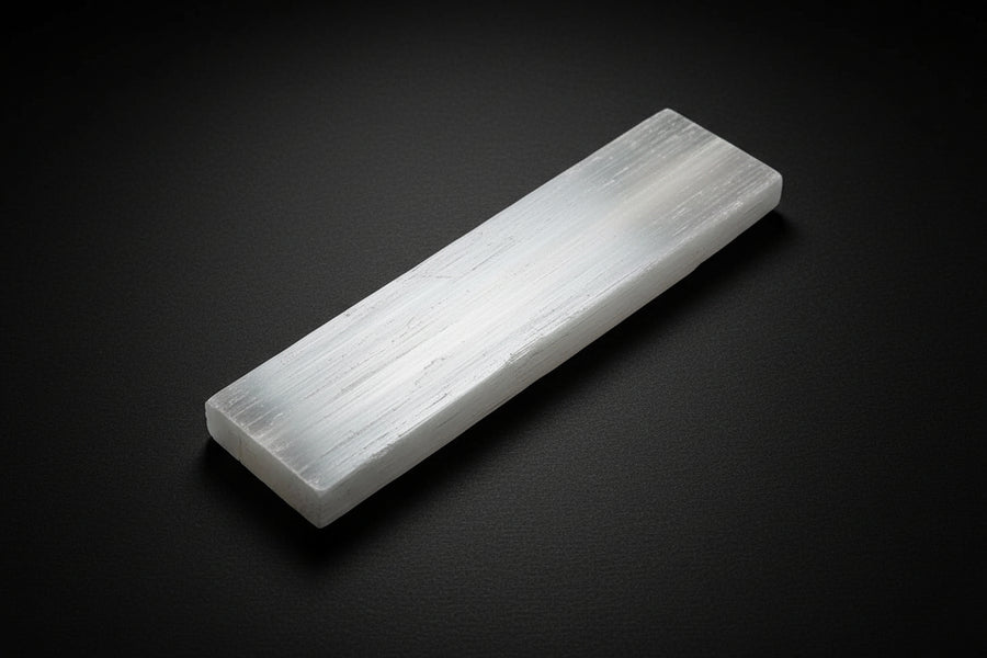 Medium Rectangular Satin Spar Gypsum Charging Plate (Selenite)