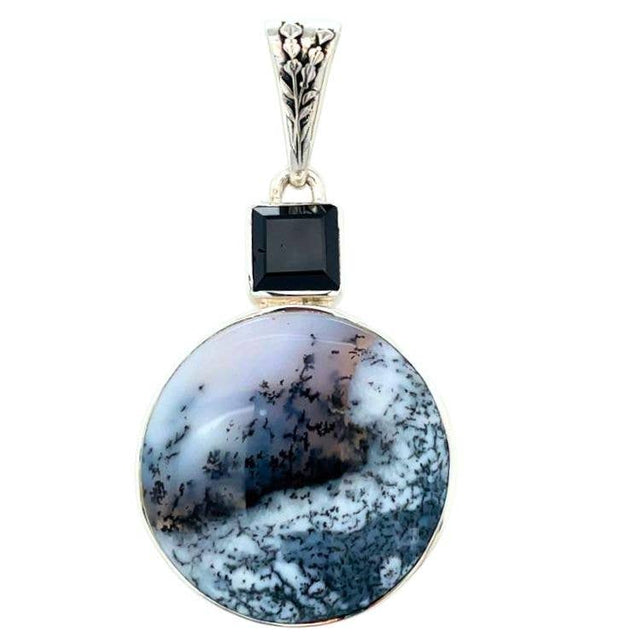 Merlinite & Black Spinel Mystical Scene Pendant – Shadow Work, Protection & Inner Vision (1 3/4")