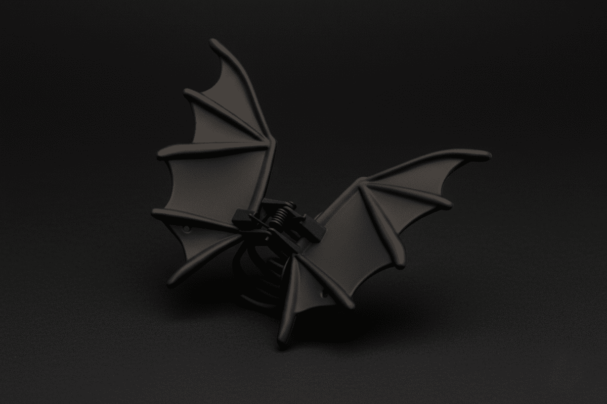 Metal bat wing hair clip with gothic black finish