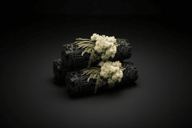 Midnight Bloom floral white sage smoke cleansing wand