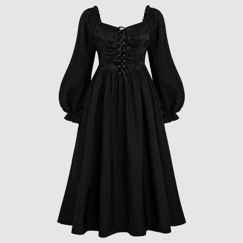 Midnight Enchantress Dress – Gothic Lace-Up Witchwear