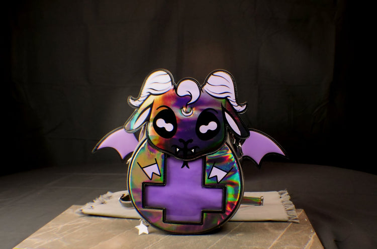 Mini Baphomet Backpack – Holographic Occult Streetwear