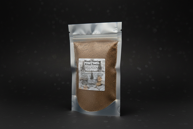 Money Drawing ritual powder in labeled packaging
