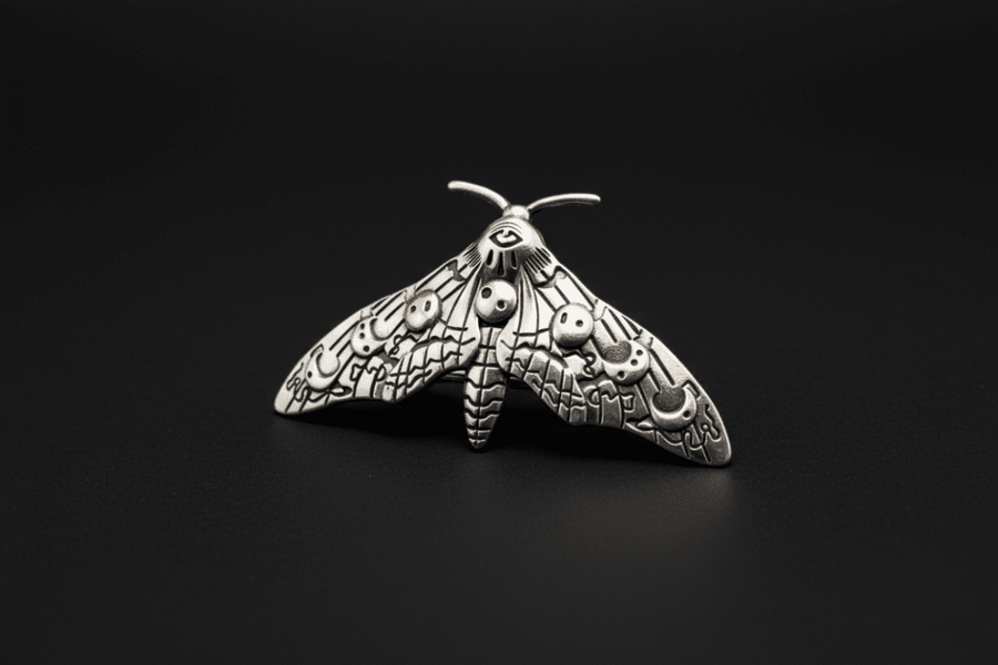 Moon Phase Moth Hair Clip – Mystical Night Accessory