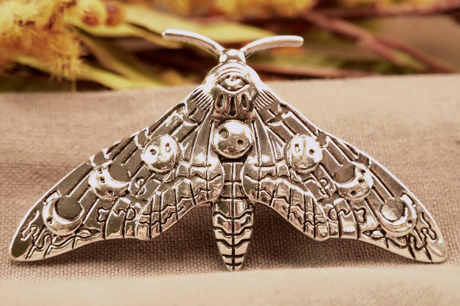 Moon Phase Moth Hair Clip – Mystical Night Accessory