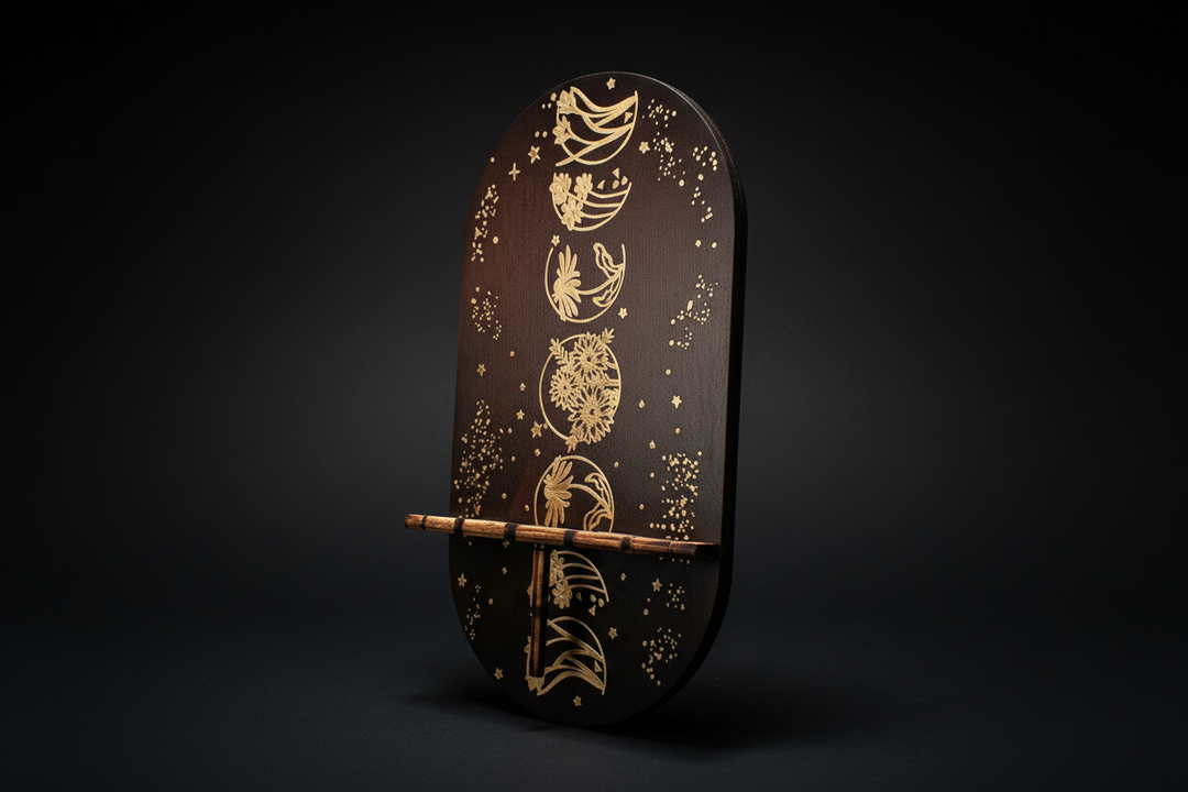 Moon phase pendulum holder for altar display