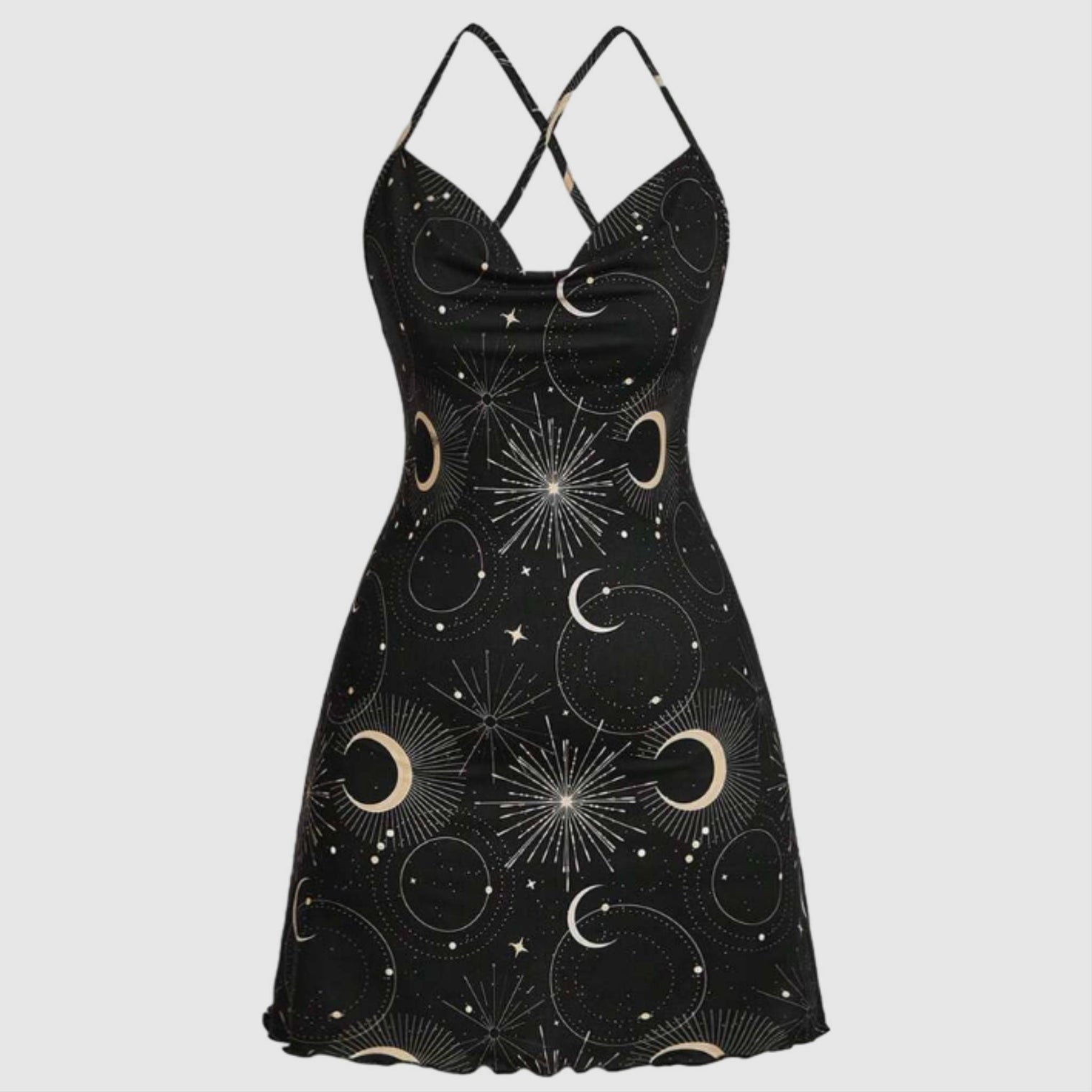Moon & Stars Sleeveless Dress – Celestial Gothic Chic
