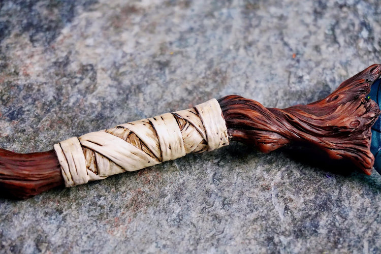Moonbranch Wand – Twisted Woodgrain with Blue Moon Wrap
