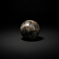 Dark Moonstone sphere alternate view with charcoal, brown, and caramel patterning