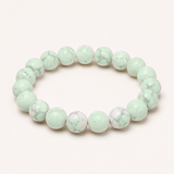 Moss Agate bangle bracelet with green and white patterned stones