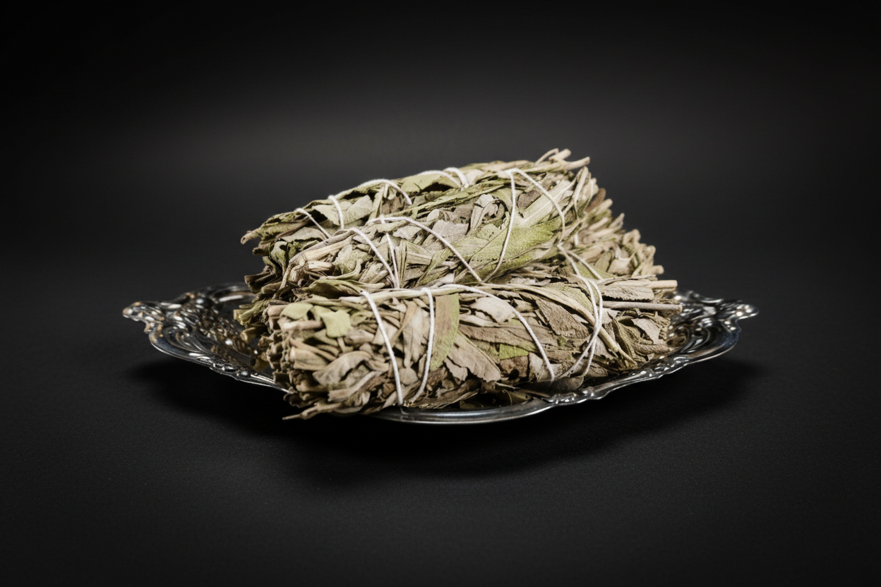 Bundle of Mugwort on a black background