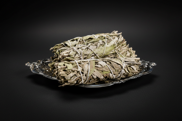 Bundle of Mugwort on a black background