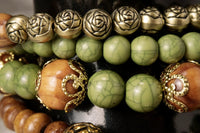 Multi-Layered Beaded Bracelet with Tree of Life Charm