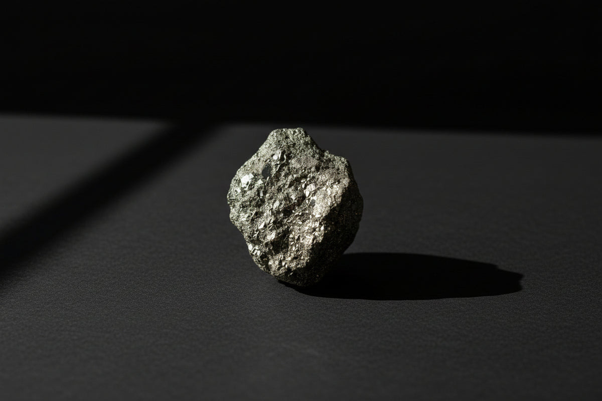 Raw brassy metallic Pyrite specimen with natural crystal texture