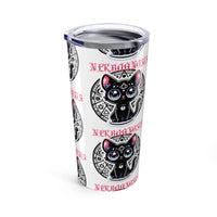black cats on a white cup