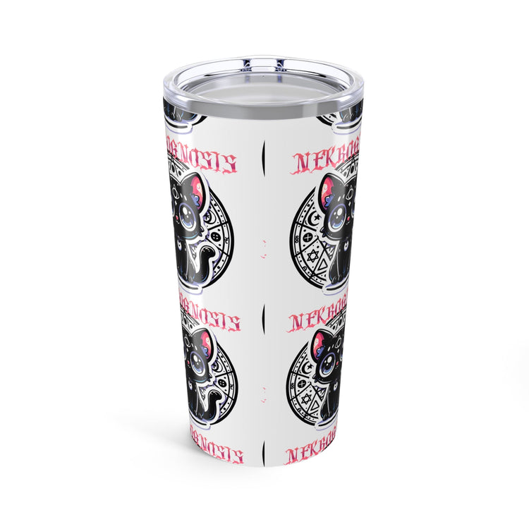 black kitty cat on white tumbler