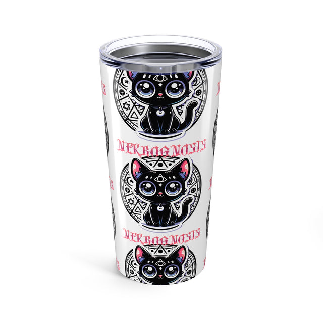 black cat on with cup
