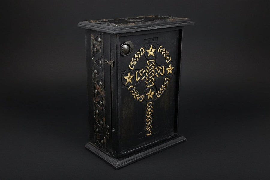 Pentacle & Celtic Cross Wooden Cabinet