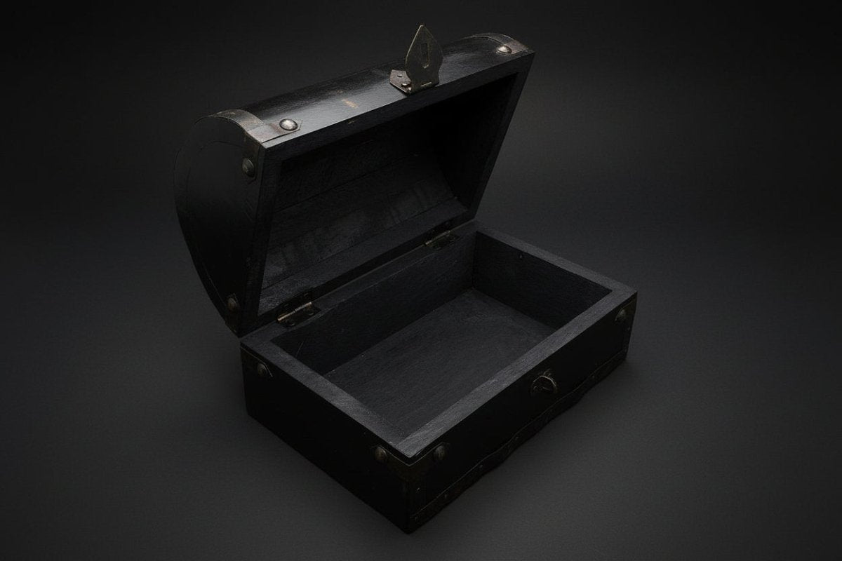 Pentacle round-top wooden box shown open