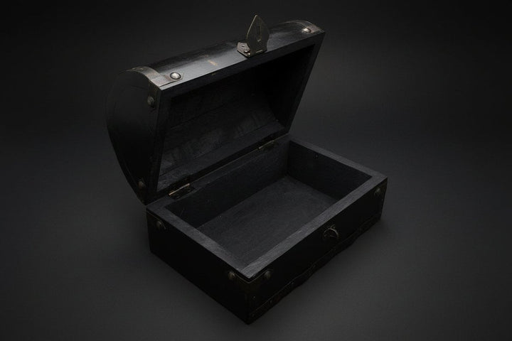 Pentacle round-top wooden box shown open