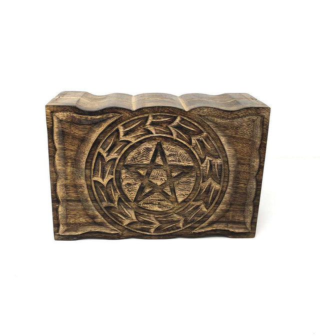 Wooden block with star design on a white background
