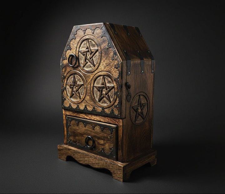 Natural wood pentacle cupboard front view