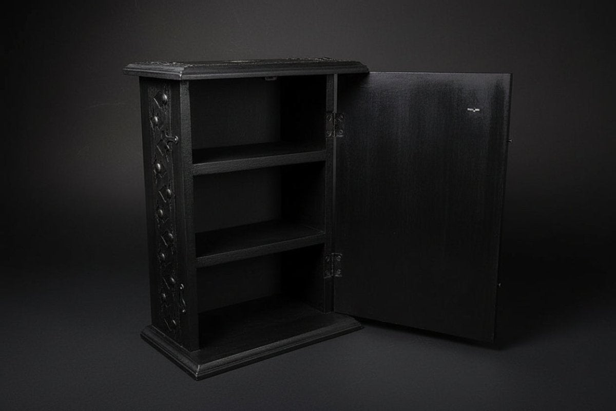 Pentagram & Celtic Cross Wooden Chest – Protected Storage for Sacred Tools