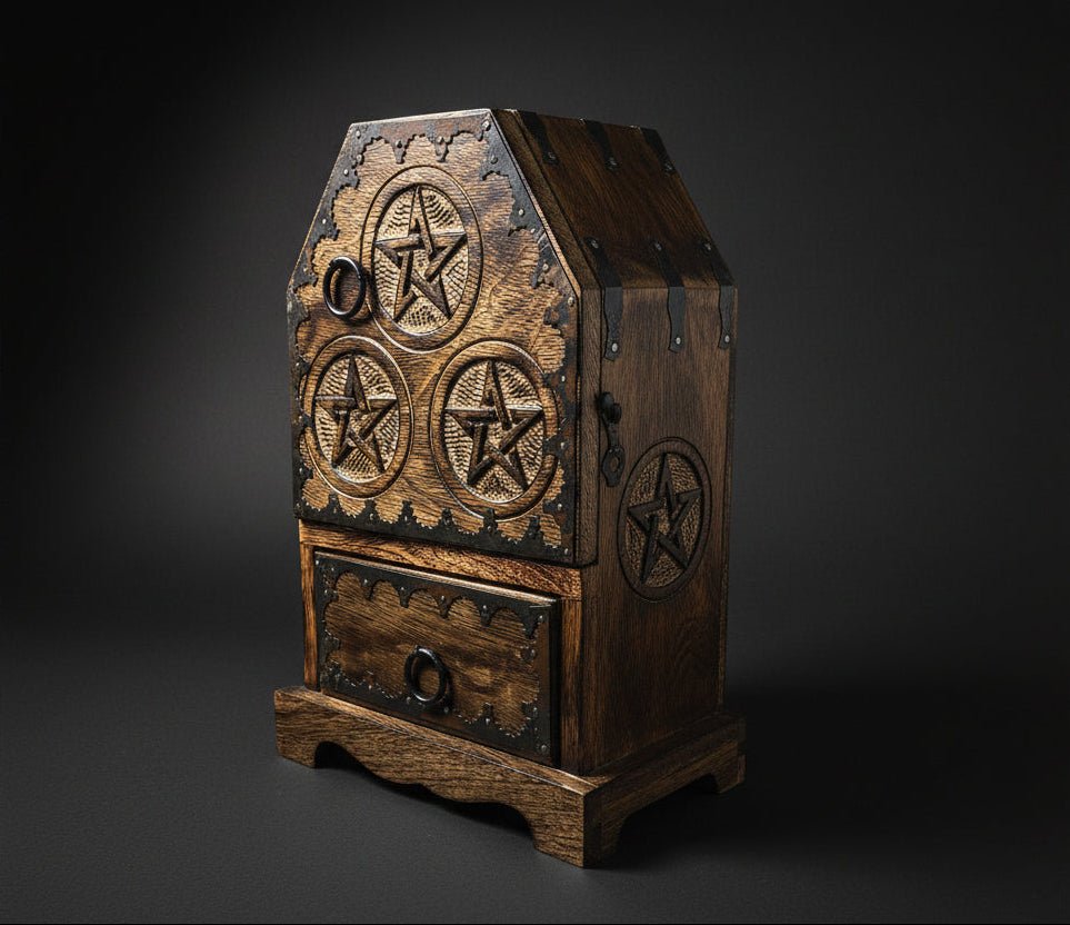 Pentagram Wooden Cupboard – Layered Protection & Sacred Storage