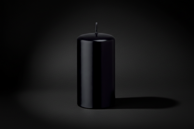 Black candle on a white background