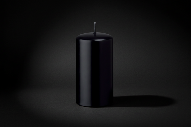 Black candle on a white background