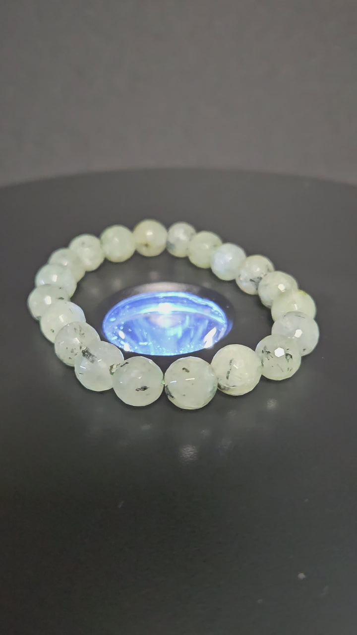 Faceted Prehnite Beaded Bracelet