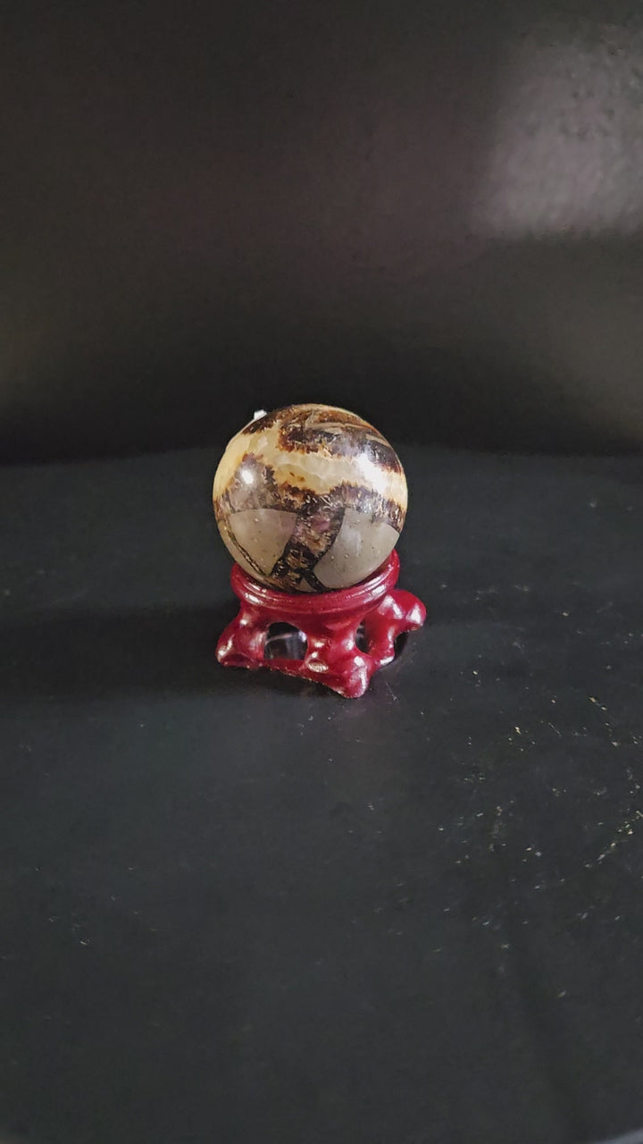 Septarian Sphere – 37 mm Mineral-Filled Concretion