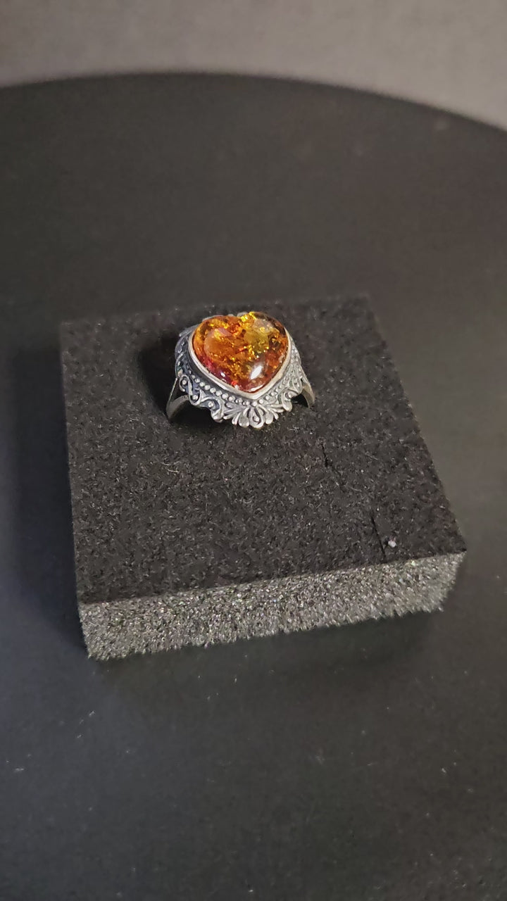 Amber Heart Ring