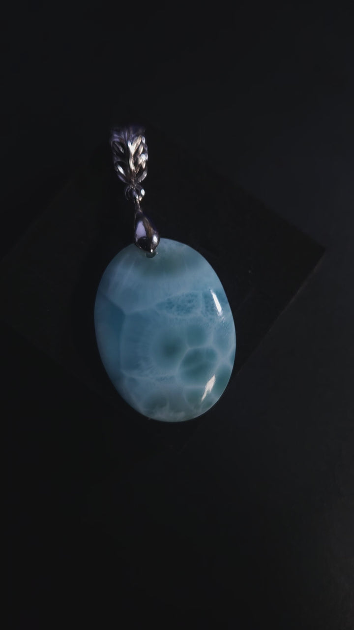 High Quality Oval Larimar Pendant