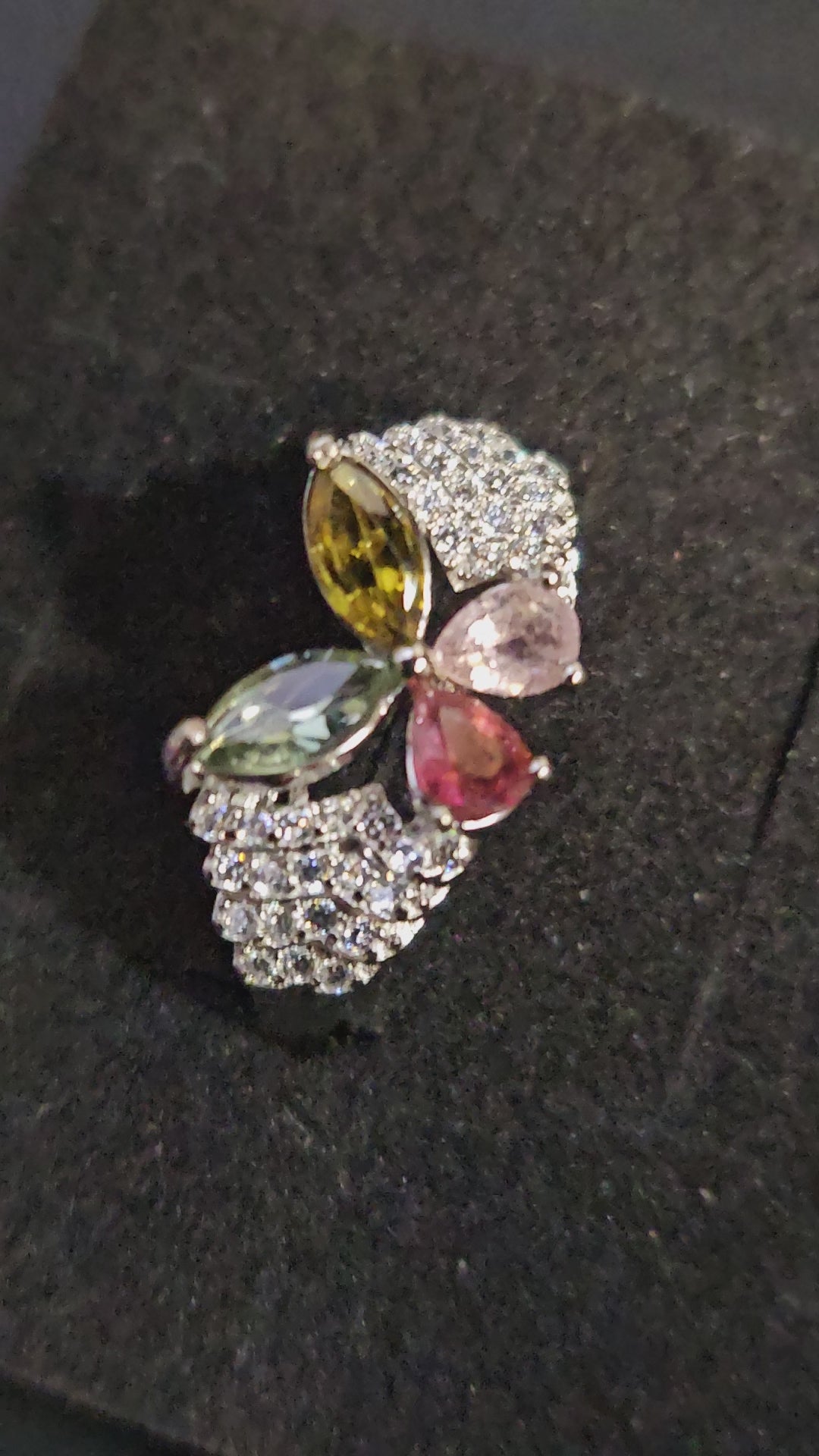 Mixed Tourmaline Butterfly Ring