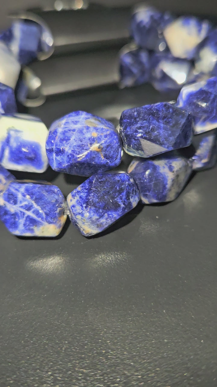 Faceted Sodalite Beaded Bracelet