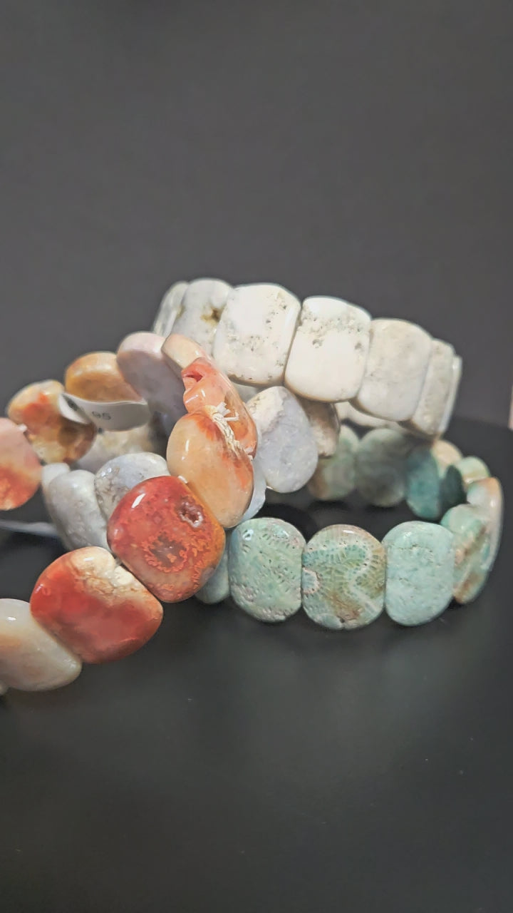 Coral Jade Bangle Bracelet