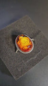 Amber Ring with Rose-Shaped Stone