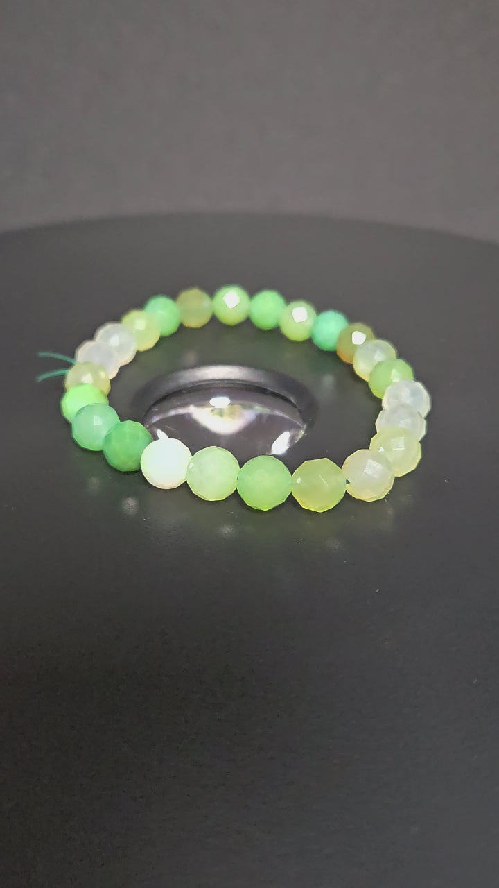 Faceted Green Agate Beaded Bracelet