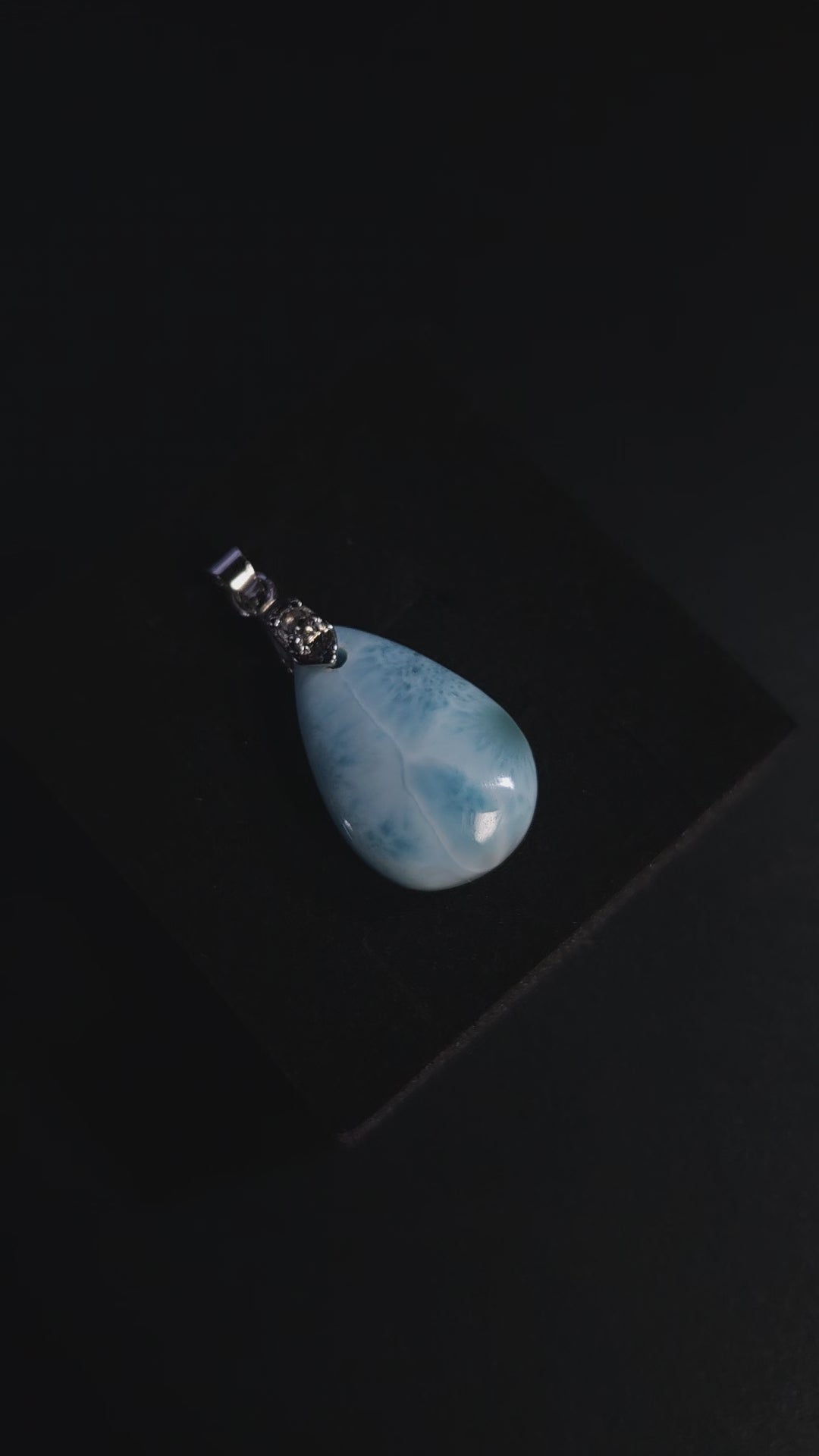 Teardrop Larimar Pendant With Cubic Zirconia