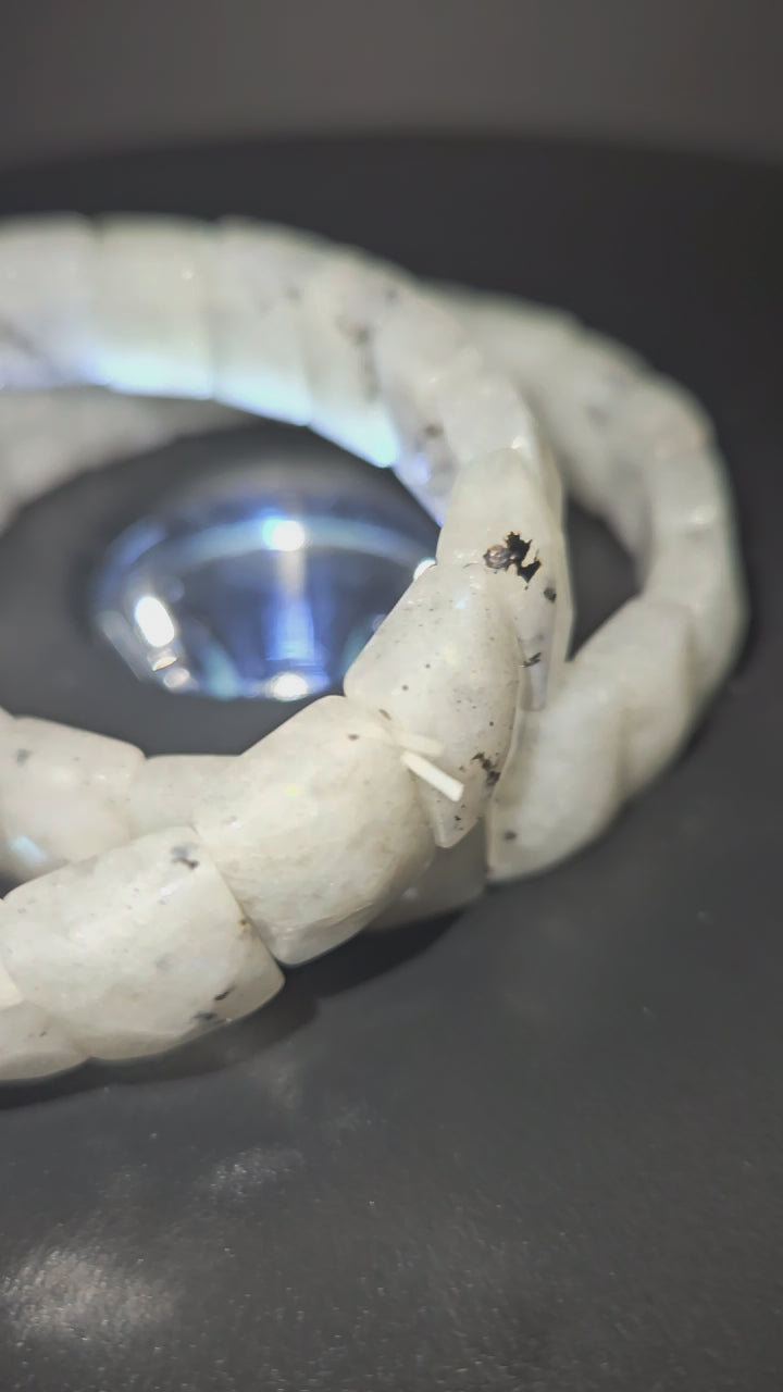 Rainbow Moonstone Bangle Bracelet