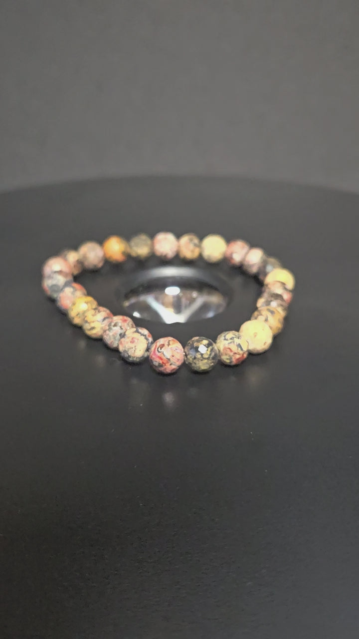 Faceted Leopardite Beaded Bracelet