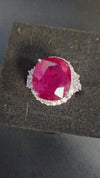 Garnet Ring with CZ Halo