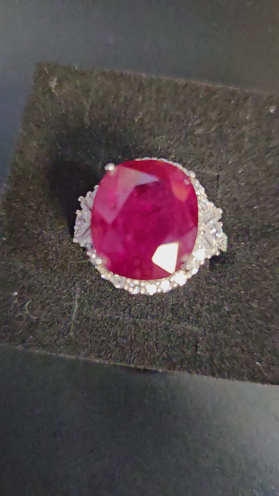 Garnet Ring with CZ Halo
