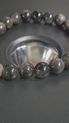 Silver Obsidian Beaded Bracelet