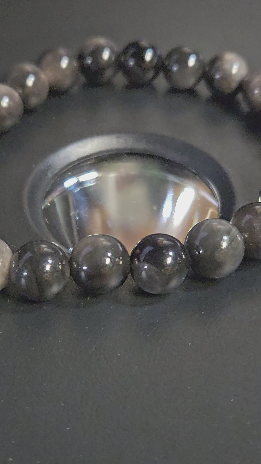 Silver Obsidian Beaded Bracelet