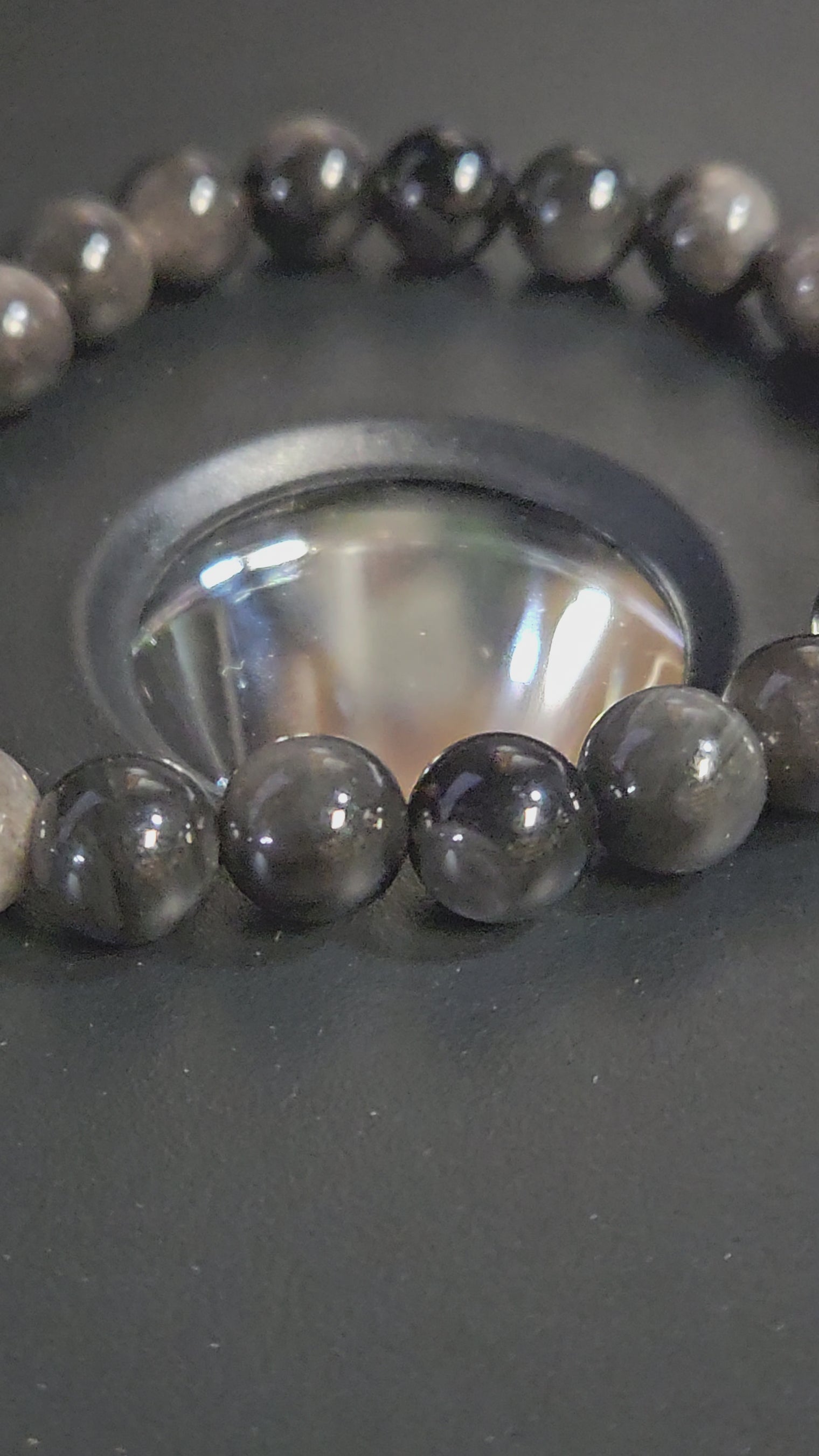 Silver Obsidian Beaded Bracelet