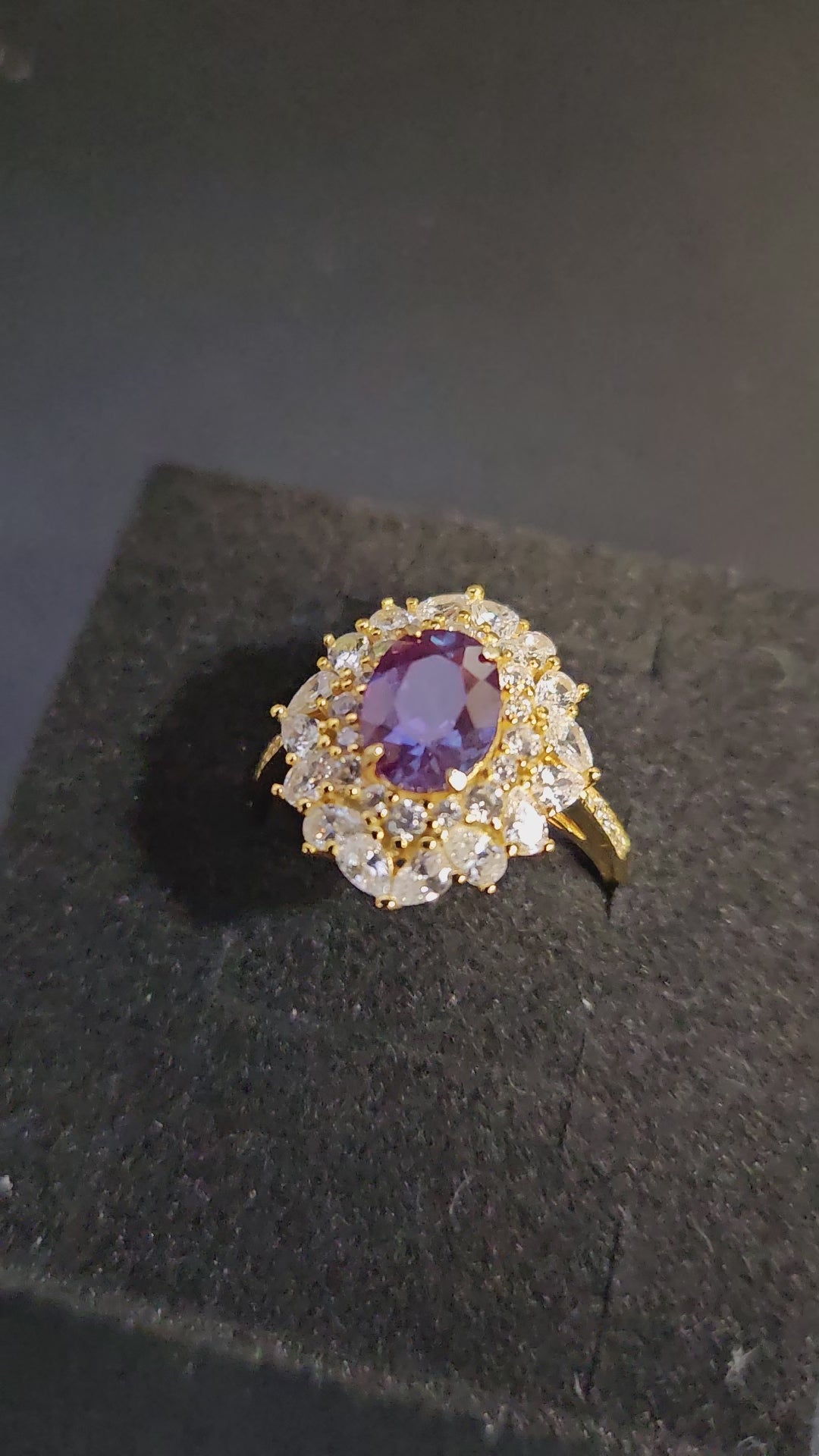 Alexandrite & Cubic Zirconia Halo Ring