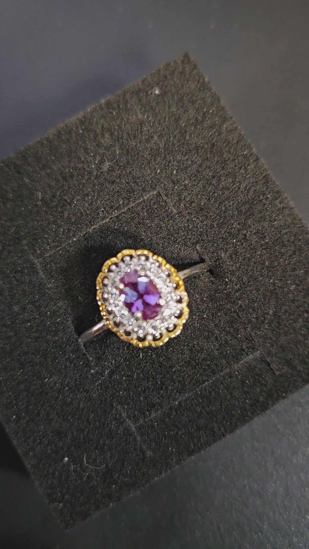Vintage-Style Alexandrite Halo Ring