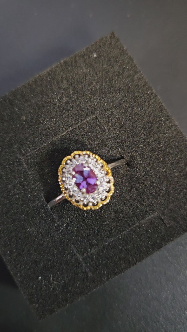 Vintage-Style Alexandrite Halo Ring